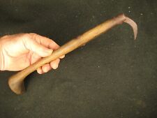 ANTIQUE JAPANESE  TOOL  FORGED  IRON LONG HANDLE GAFF WITH JAPANESE OAK HANDLE picture