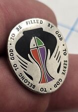 VTG Lapel Pinback Silver Tone To Be Filled Belong Serve God Religious Guardian  picture