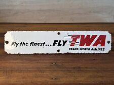Vintage c.1950's TWA Trans World Airlines Enamel Porcelain Sign 14
