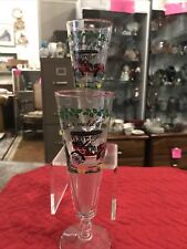 Vintage Pair Tall  Mid Century Modern Auto Beer Pilsner Glasses Set Car Buick picture