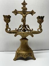 VINTAGE TRAVEL MASS SET ALTAR CROSS CANDLESTICK HOLY WATER SET BLESSING (#997) picture