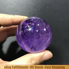45mm Reiki Natural Amethyst Sphere Quartz Crystal Ball Stone Decor W/ Stand 2Pcs picture