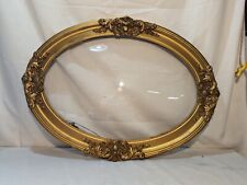 Antique Victorian Gold Gesso Wood Oval Picture Frame Bubble Convex Glass picture