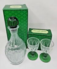 Vintage Avon Emerald Accent 2 Cordial Wine Glasses & 1 Decanter Boxes New U96 picture