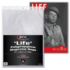 100 BCW Life Magazine Bags 2 Mil Poly Sleeves Safe Long Term Storage Holders New picture