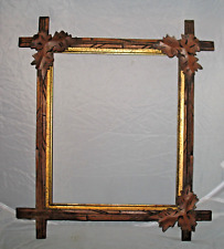 ADIRONDACK BLACK FOREST STYLE CARVED PICTURE FRAME GOLD ACCENTS 17 X 15 VINTAGE picture