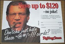 1995 David Letterman Rolling Stone Blank Promo Ad Card Promo 5.75
