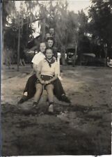 Group Outdoors Photograph Old Florida 1930s Fashion Friends 2 1/8 x 3 picture