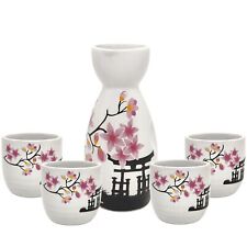 5 Pcs Sake Set Traditional Japan Sake Cup Set Hand Painted Design Porcelain Pott picture