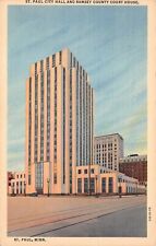 Vintage Postcard St Paul Minnesota MN Ramsey County Court House Linen c1943 picture