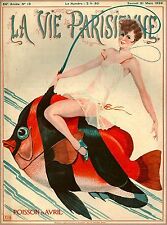 1928 La Vie Parisienne Girl Fish French France Travel Advertisement Poster Print picture