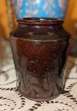Antique Primitive Redware Crock Storage Jar American Manganese Glaze 7 x 6.5 picture