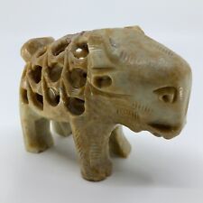 Vintage Small Boho Hand Carved Soap Stone Buffalo With Calf Inside Figurine picture