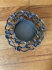 Partylite Jeweled Pillar Candle Holder Metal Scrollwork Floral picture
