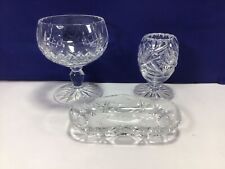 T60 Vintage Antique Beautiful Design Crystal Clear Stemmed Wine Glass And Saucer picture