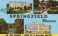Greetings from Springfield, MO, Multi View, Linen Vintage Postcard e5102 picture