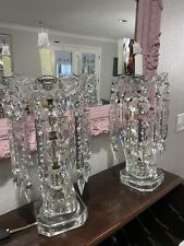 Pair Very Large Crystal Mantle Chandelier Lights With Spears picture