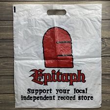 Vintage Epitaph Record Store White Plastic Shopping Bag 15x18” Purple Alien Cart picture