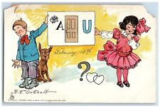 c1905 Valentine Feb 14th Children Dog Puzzle Outcault Unposted Antique Postcard picture