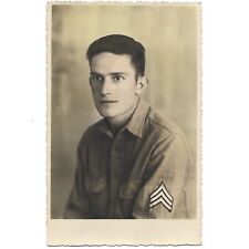 Vintage WWI Era US Army Soldier RPPC Photo Handsome Young Man C1915 Portrait picture