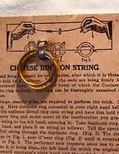 Antique Magic Trick. Chinese Ring on String. Original Card and Rings. 1920-30 picture