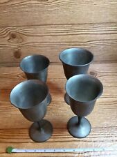 Vintage Genuine Pewter Goblets Set of 4 Cups Glasses Props Wine Liquor picture