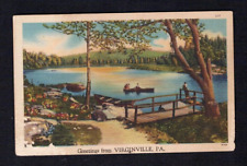 Virginville PA Pennsylvania Greetings Canoe Lake Vintage Berks County Postcard picture