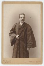 Antique Circa 1880s Cabinet Card Handsome Man Mustache Wearing Scholar Robes NY picture