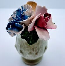 Vintage Crown Royal Bone China England  Flower Bouquet in Vase Porcelain Roses picture