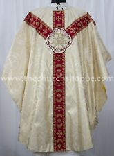 METALLIC GOLD GOTHIC CHASUBLE and mass and stole set casula casel casulla, IHS picture