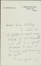Letitia Fairfield SIGNED AUTOGRAPHED Manuscript Letter Suffragette Fabian picture