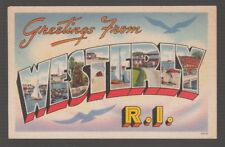 [69083] OLD LARGE LETTER POSTCARD GREETINGS from WESTERLY, R. I. picture