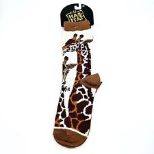 Giraffe and Calf Collectible Socks Unisex Large Wild Habitat White Brown picture