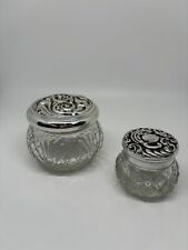 Vintage Avon vanity Jars Set Of Two 1960s Cream Sachet Trinket Keeper picture