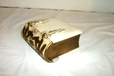 ART DECO 1920s MARBLE BOOK SHAPED CIGARETTE BOX TRINKET ORNATE METAL HINGES picture