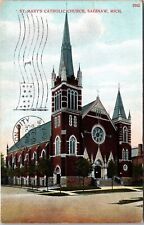 Saginaw MI-Michigan, St Mary's Catholic Church, c1908 Vintage Souvenir Postcard picture