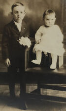 Antique Vtg RPPC Young Boy Girl Siblings Children picture