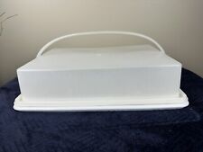 Vintage Large Tupperware Sheet Cake Carrier White With White Handle picture