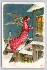 Vintage Postcard Merry Christmas Angel Evansville Indiana picture