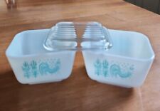 *2* Vintage Pyrex Refrigerator Dishes *1* Lid 501 Amish Butterprint Rooster  picture