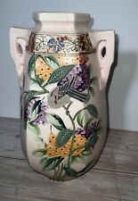 Vintage Moriage Vase Bird Leaves 10 1/4” Hand Painted Pottery Japan See Video picture