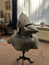 Knight Helmet Medieval Pig Faced Bascinet Aventail Christmas Gift picture