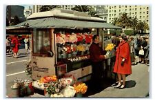 Postcard Street Flower Vendors, San Francisco CA posted N18 picture