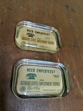 Glass Advertising Paperweights Georgia Commissioner Of Labor Lot Of 2 Vintage picture