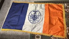 3x5FT Nylon NYC Embroidered City Flag With Gold Fringe And Pole Sleeve  picture