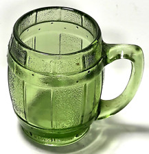 Vintage green glass barrel shot glass toothpick holder pre-owned picture
