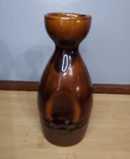 Vintage Japanese Saki Bottle Brown Tones Stoneware Pinched Sides 5.5