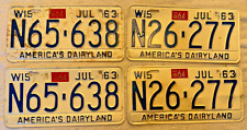 Lot of 2 matched pair 1963 Wisconsin license plates N26-277 & N65 638 picture