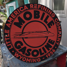 1956 MOBILE GASOLINE PORCELAIN GAS & OIL STATION GARAGE MAN CAVE SIGN picture