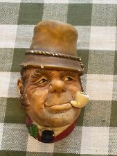Vintage BOSSONS Chalkware Head Paddy Irish Man Shamrock Pipe picture